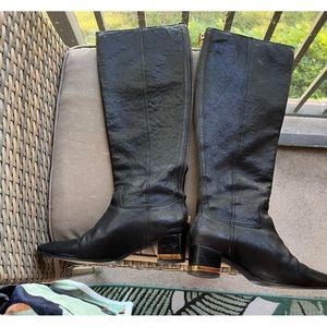 Tory Birch. Black Leather Vintage Boots